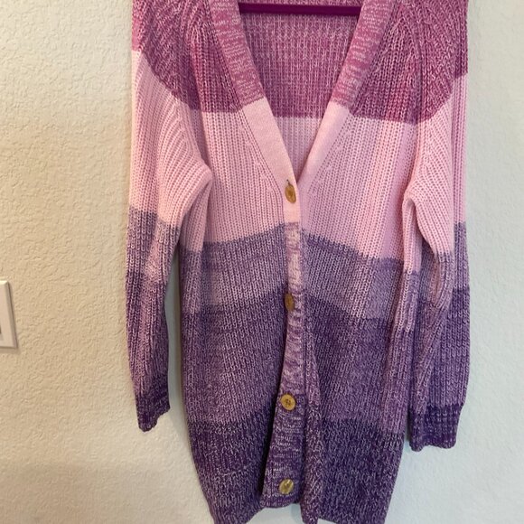 Woman Within Plus Size Purple Ombre Cardigan - Picture 2 of 9